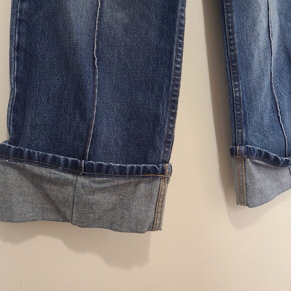 Ulla Johnson Women’s Genevieve Pintuck Wide Leg Cuff Jeans Índigo Blue Size 25 - Picture 9 of 13